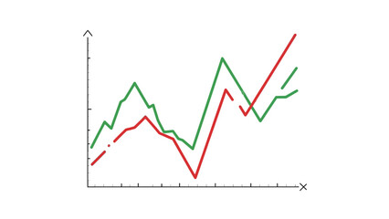 Obraz premium Dynamic graph showing fluctuating trends with red and green lines