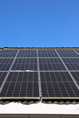 Solar panels on roof generating clean energy