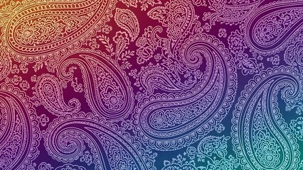 Vibrant Paisley Pattern Background Design Element.