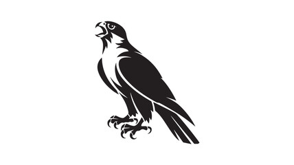 Fototapeta premium Black Falcon Bird Silhouette Isolated on White Background