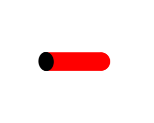 Red cylinder with black end isolated on transparent background
