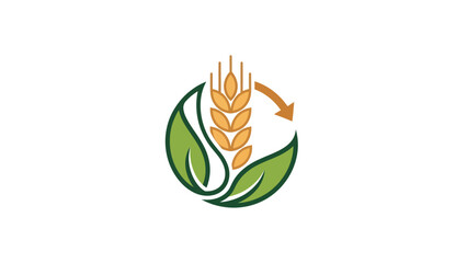 Obraz premium Sustainable agriculture symbol with wheat and leaves