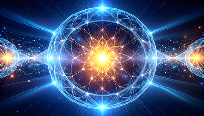 Abstract energy waves and particle sphere illustration