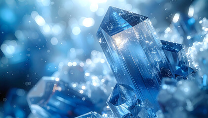 Blue crystal formations with sparkling details