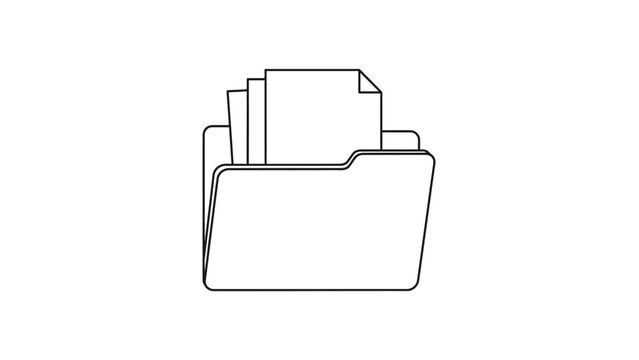 Simple line art of a file folder with papers