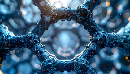 3D molecular structure with bokeh background