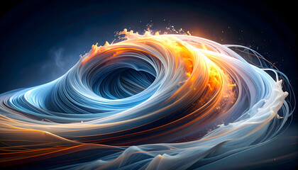 Fluid wave of fire and water flowing