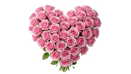 Fototapeta premium Heart shaped bouquet of pink roses.