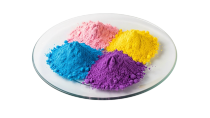 Colorful Pigment Powders Isolated on Plate