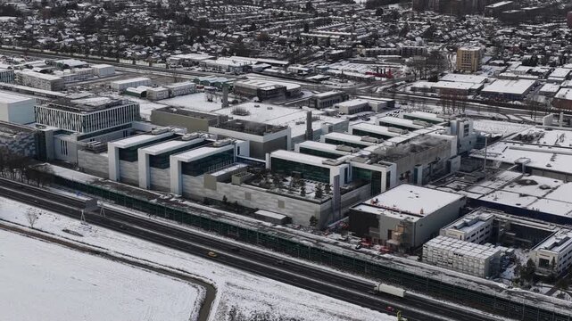 Winter Aerial View of High Tech Semiconductor Facilities