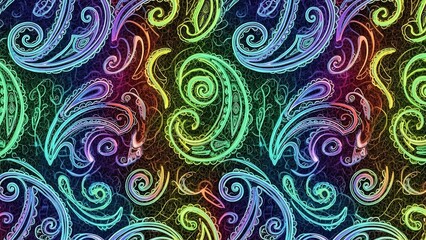 Vibrant Swirling Patterns in Neon Colors.