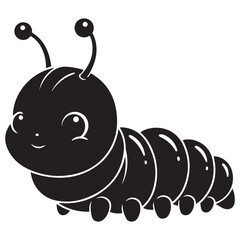 Adorable Black Caterpillar Illustration with Smiling Face
