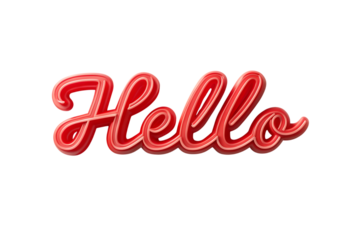 Red scripted hello isolated on white background