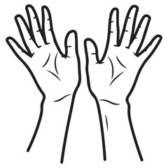 Open Human Hands Line Art Illustration