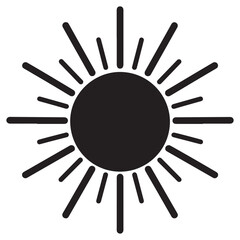 Stylized Black Sun Icon with Radiating Rays