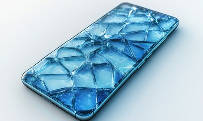Damaged smartphone with cracked screen display digital device technology