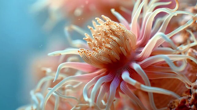 Stunning Sea Anemone Underwater Footage Coral Reef Stock Video Ocean Life Marine Biology Aquarium Close Up Macro Slow Motion Breathtaking