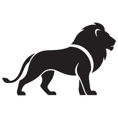Stylized Black Lion Profile Silhouette Icon