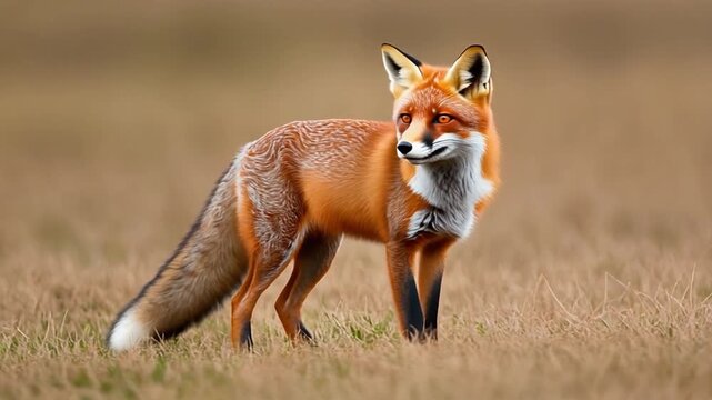 Red fox standing in field during daytime