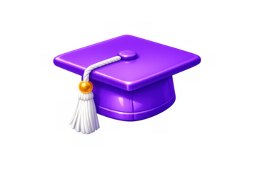 Purple graduation cap with white tassel signifying academic achievement, education, and success on university completion