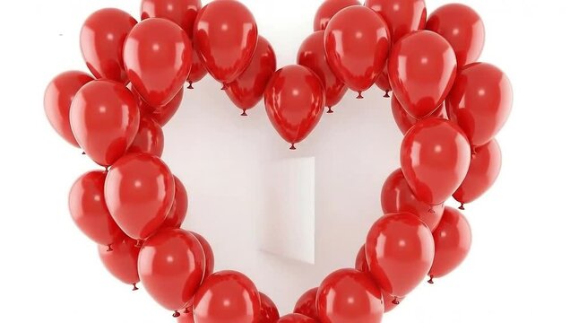  Valentine red heart balloons frame copy space romantic cinematic,  Heart Balloons Festive Motion