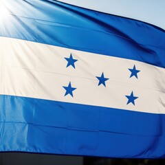 Honduras Flag Waving Under Clear Sky