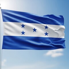 Honduras Flag Waving Under Clear Sky