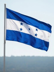 Honduras Flag Waving Under Clear Sky