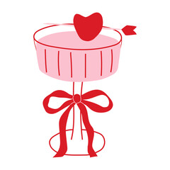 Valentine&rsquo;s Day cocktail illustration. Hand drawn drink icons for greeting cards, wrapping paper, stickers, party invitations