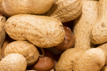 mixture of nuts of different varieties and sizes