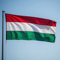 Hungary Flag Waving in Soft Daylight
