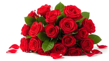 A beautiful bouquet of red roses on a white background for happy valentine day © MdSomun