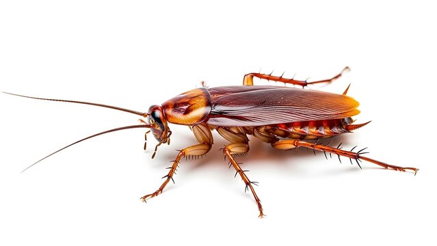 Cockroach Crawling on White Background