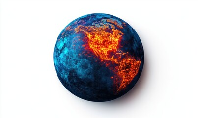 Earth globe with fire texture depicting global warming and climate change