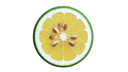 Slice of Yellow Citrus Fruit with Seeds