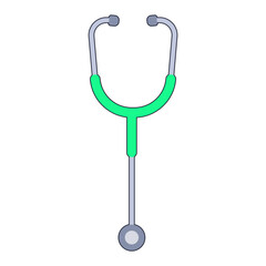 Stethoscope illustration with green accents. Medical theme. Health theme. Vector illustration.