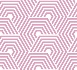 Abstract geometric pattern with stripes, lines. Seamless vector background. White and pink ornament. Simple lattice graphic design