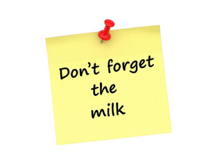 Reminder note to purchase milk