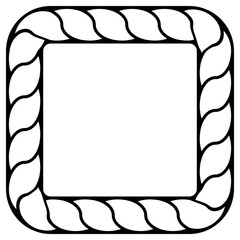 Square Black Line Frame Decorative Outline Illustration Rope Pattern Vector Isolated on White Background