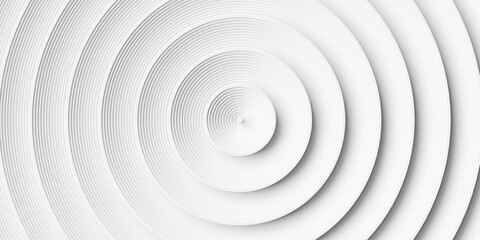 Modern minimal white stepped concentric stepped circles polygon geometry background flat lay top view