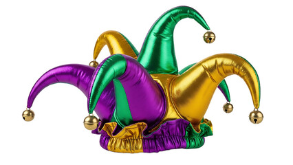 A colorful jester hat on transparent background for Brazilian Carnaval celebrations