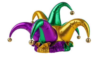 A colorful jester hat on transparent background for Brazilian Carnaval celebrations