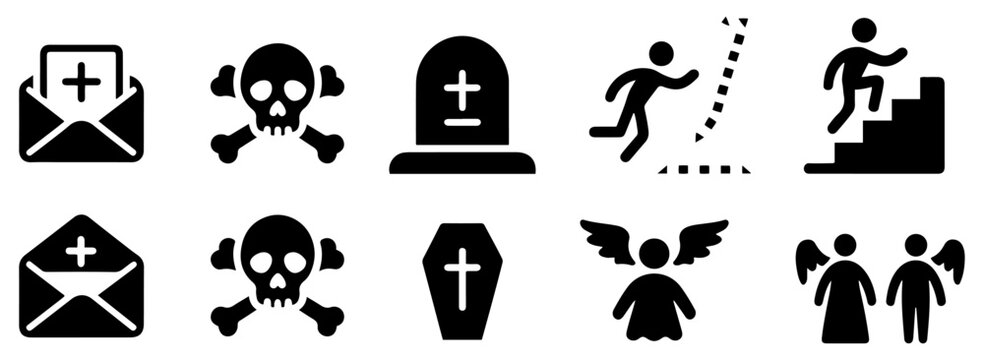 funeral death symbol icon set