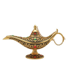 Fototapeta premium Ornate genie lamp isolated on transparent background