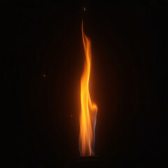 A flame of fire against a dark background.