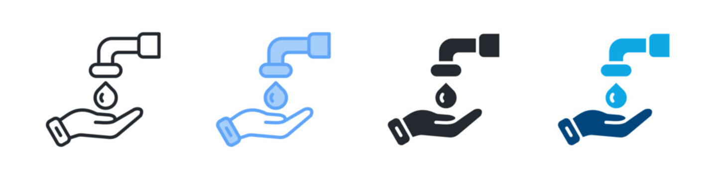 Wudhu Icon Set Multiple Style. Designed In Outline, Blue, Glyph, Dual Tone