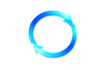 Blue glossy circular arrows forming a cycle, symbolizing refresh, update, reload, loop, and continuous process