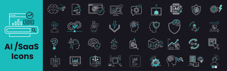 Artificial Intelligence Machine Learning Vector Icons SaaS Technology