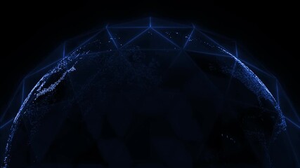 white color global connection lines network data transfer satellite communication hi tech design black technology background - Powered by Adobe