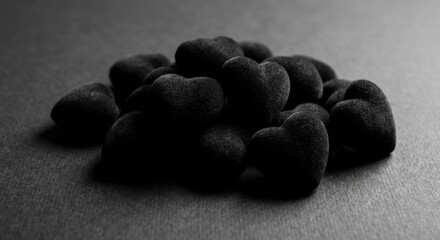 Heap from many small black hearts. Valentine day design concept. Love background. 3D rendering image.
